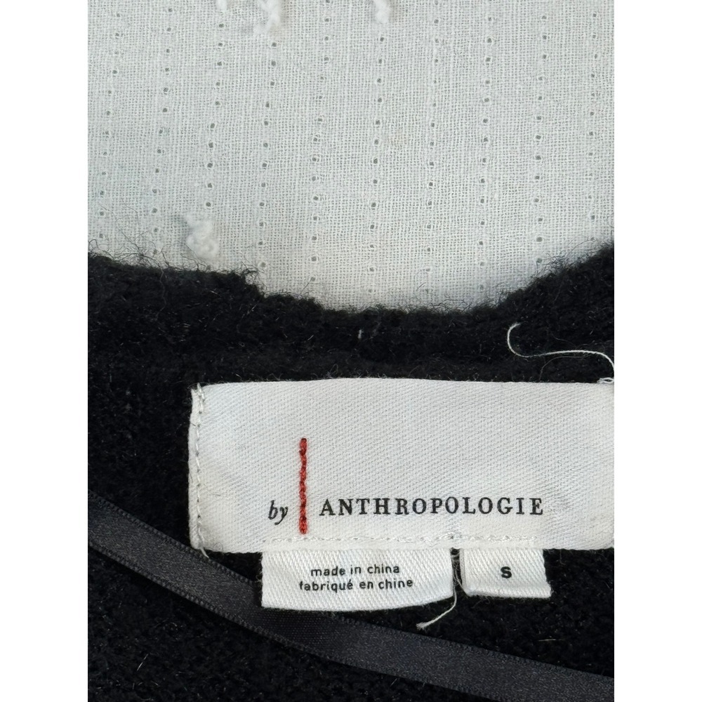 by Anthropologie Black Open Front Cardigan Sweater Knit Cozy Small S - Picture 5 of 11